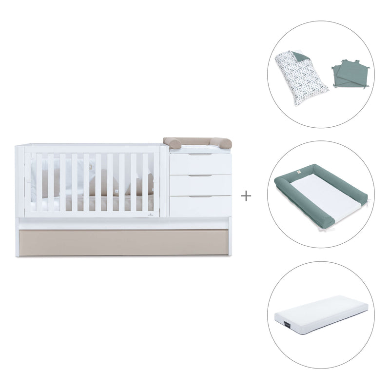 Convertible crib with drawers/trundle bed 70x140 cm white/beige · Sero More K546-M7753