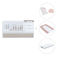 Convertible crib with drawers/trundle bed 70x140 cm white/beige · Sero More K546-M7753