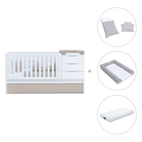 Convertible crib with drawers/trundle bed 70x140 cm white/beige · Sero More K546-M7753