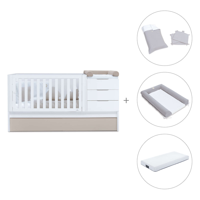 Convertible crib with drawers/trundle bed 70x140 cm white/beige · Sero More K546-M7753