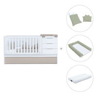 Convertible crib with drawers/trundle bed 70x140 cm white/beige · Sero More K546-M7753