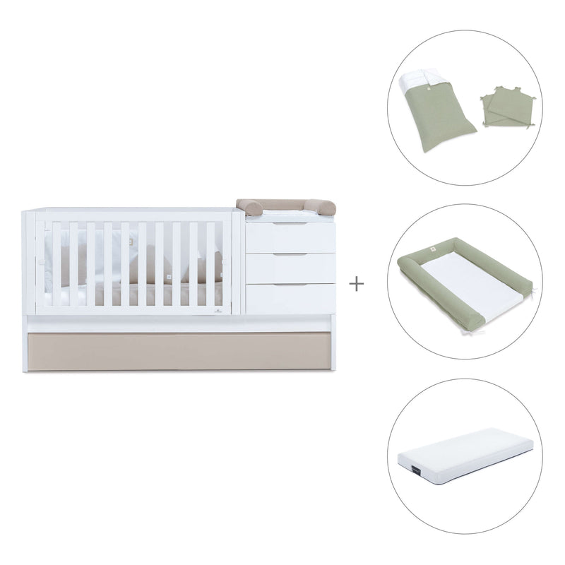 Convertible crib with drawers/trundle bed 70x140 cm white/beige · Sero More K546-M7753
