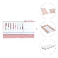 Verwandelbares Babybett 70x140 cm weiss/rosa · Sero More Quarzo K546-M7759
