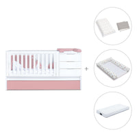 Verwandelbares Babybett 70x140 cm weiss/rosa · Sero More Quarzo K546-M7759