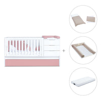 Verwandelbares Babybett 70x140 cm weiss/rosa · Sero More Quarzo K546-M7759