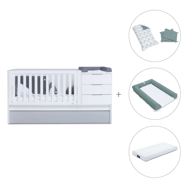 Convertible crib with drawers/trundle bed 70x140 cm white/grey · Sero More K546-M7778