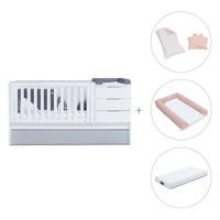 Convertible crib with drawers/trundle bed 70x140 cm white/grey · Sero More K546-M7778