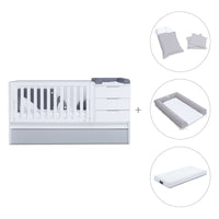 Convertible crib with drawers/trundle bed 70x140 cm white/grey · Sero More K546-M7778