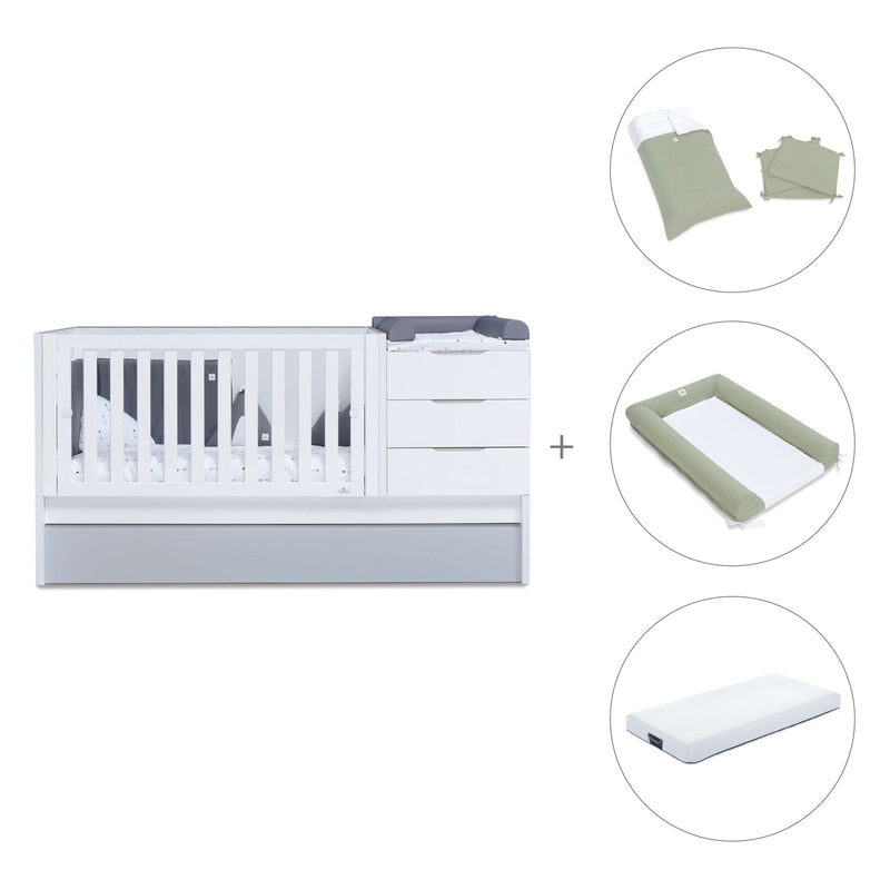 Convertible crib with drawers/trundle bed 70x140 cm white/grey · Sero More K546-M7778