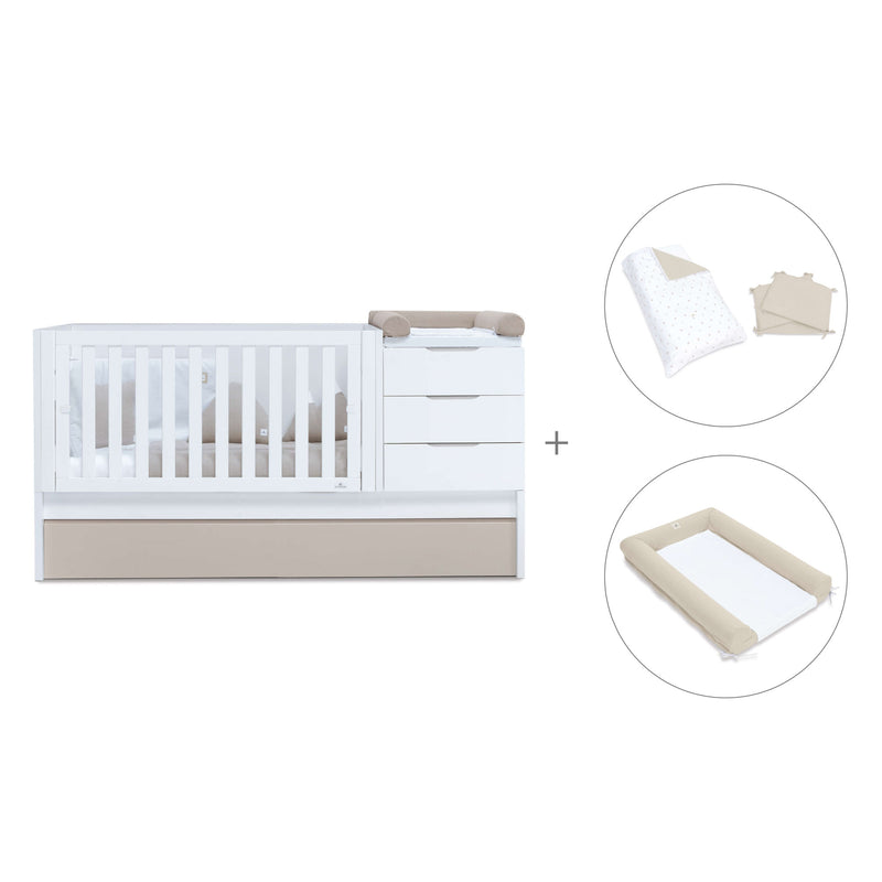 Convertible crib with drawers/trundle bed 70x140 cm white/beige · Sero More K546-M7753