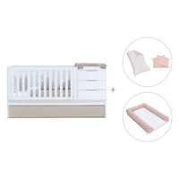 Convertible crib with drawers/trundle bed 70x140 cm white/beige · Sero More K546-M7753