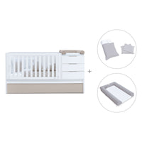 Convertible crib with drawers/trundle bed 70x140 cm white/beige · Sero More K546-M7753