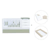 Convertible crib with drawers/trundle bed 70x140 cm white/green-olive · Sero More K546-M7756