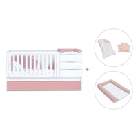 Verwandelbares Babybett 70x140 cm weiss/rosa · Sero More Quarzo K546-M7759