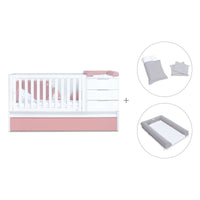 Verwandelbares Babybett 70x140 cm weiss/rosa · Sero More Quarzo K546-M7759