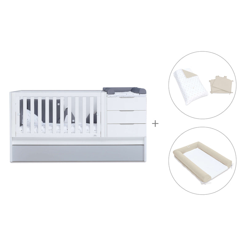 Convertible crib with drawers/trundle bed 70x140 cm white/grey · Sero More K546-M7778