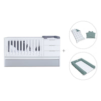 Convertible crib with drawers/trundle bed 70x140 cm white/grey · Sero More K546-M7778