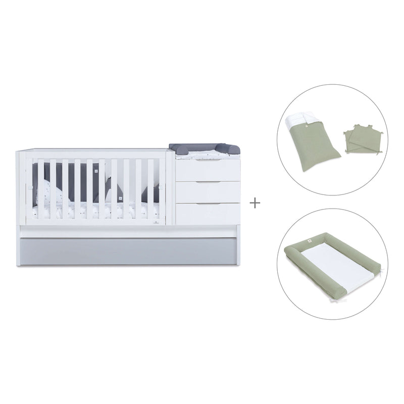 Convertible crib with drawers/trundle bed 70x140 cm white/grey · Sero More K546-M7778