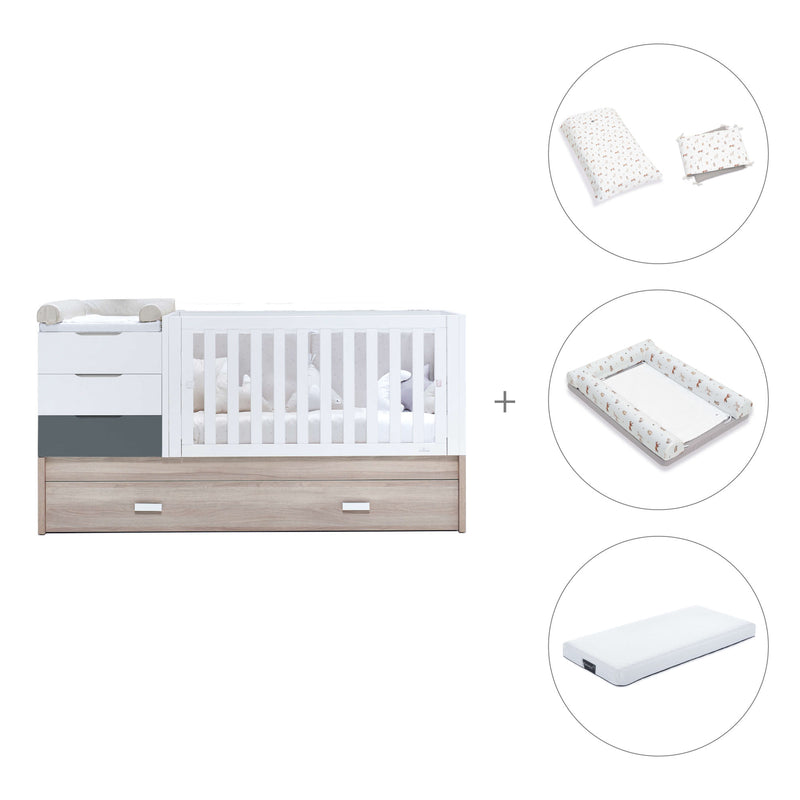 Convertible crib with drawers/trundle bed 70x140 cm wood/charcoal · Sero Loft K547-M9469