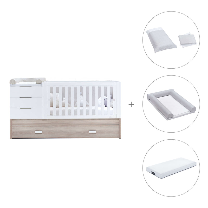 Convertible crib with drawers/trundle bed 70x140 cm wood/white · Sero Loft K547-M9477