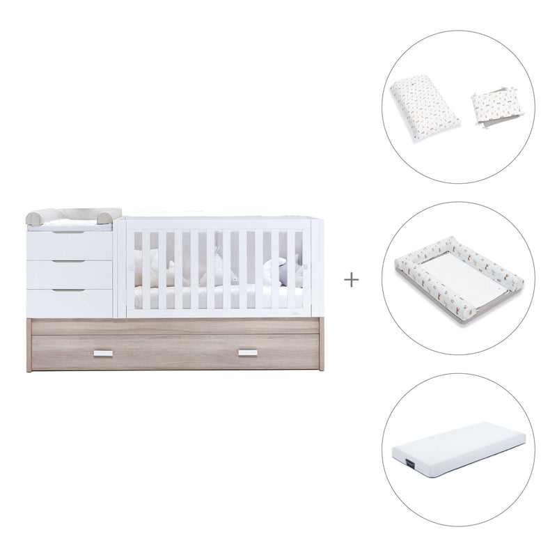 Convertible crib with drawers/trundle bed 70x140 cm wood/white · Sero Loft K547-M9477