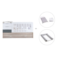 Verwandelbares Babybett mit Schubladen/Ausziehbett 70x140 cm Holz/Anthrazitgrau · Sero Loft K547-M9469