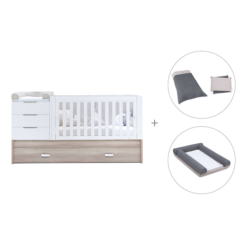 Convertible crib with drawers/trundle bed 70x140 cm wood/white · Sero Loft K547-M9477