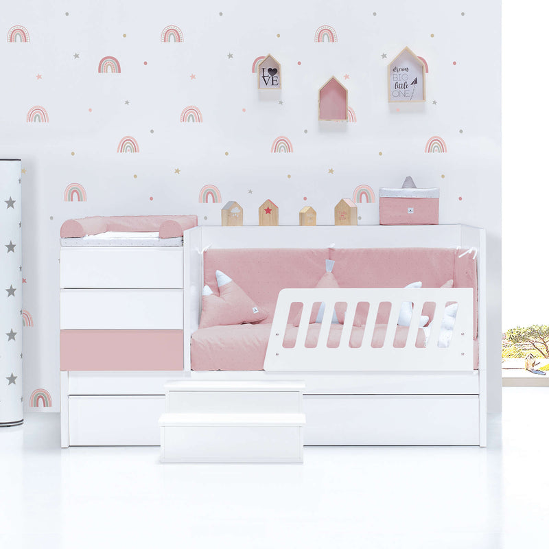 Convertible crib 70x140 cm white/light pink · Sero Kubo Flamingo K551-M7742