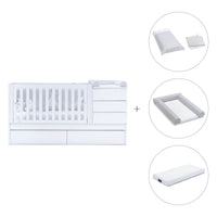 White convertible crib 70x140cm with drawers or trundle bed · Sero Kubo K551