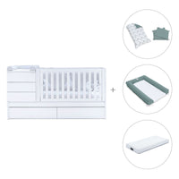 White convertible crib 70x140cm with drawers or trundle bed · Sero Kubo K551