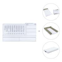 White convertible crib 70x140cm with drawers or trundle bed · Sero Kubo K551