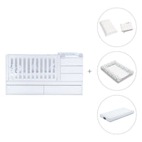 White convertible crib 70x140cm with drawers or trundle bed · Sero Kubo K551