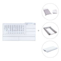 White convertible crib 70x140cm with drawers or trundle bed · Sero Kubo K551