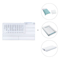 White convertible crib 70x140cm with drawers or trundle bed · Sero Kubo K551