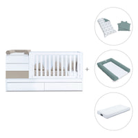 Beige/white convertible crib 70x140cm with drawers or trundle bed · Sero Kubo K551-M7753