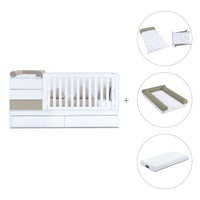 Beige/white convertible crib 70x140cm with drawers or trundle bed · Sero Kubo K551-M7753