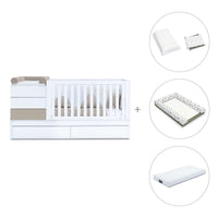 Beige/white convertible crib 70x140cm with drawers or trundle bed · Sero Kubo K551-M7753