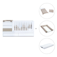 Beige/white convertible crib 70x140cm with drawers or trundle bed · Sero Kubo K551-M7753