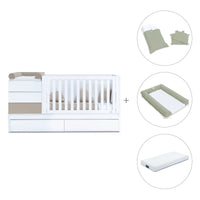 Beige/white convertible crib 70x140cm with drawers or trundle bed · Sero Kubo K551-M7753