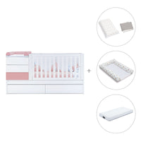 Verwandelbares Babybett 70x140 cm weiss/rosa · Sero Kubo Quarzo K551-M7759