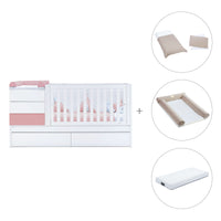 Verwandelbares Babybett 70x140 cm weiss/rosa · Sero Kubo Quarzo K551-M7759