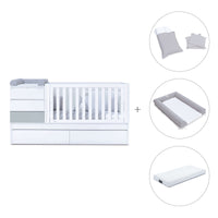 Grey/white convertible crib 70x140cm with drawers or trundle bed · Sero Kubo K551-M7778