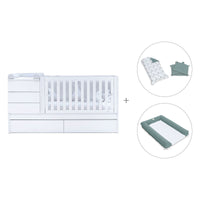 White convertible crib 70x140cm with drawers or trundle bed · Sero Kubo K551