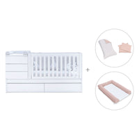 White convertible crib 70x140cm with drawers or trundle bed · Sero Kubo K551