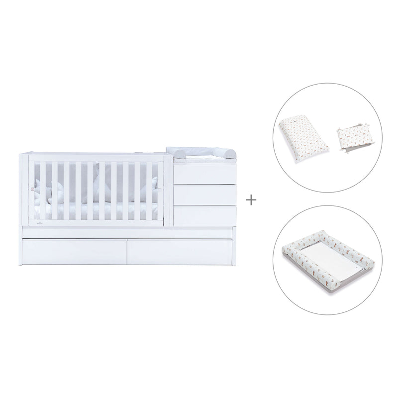 Lit bébé évolutif avec lit ou tiroirs gigogne (70x140 cm) blanc · Sero Kubo K551-M7700