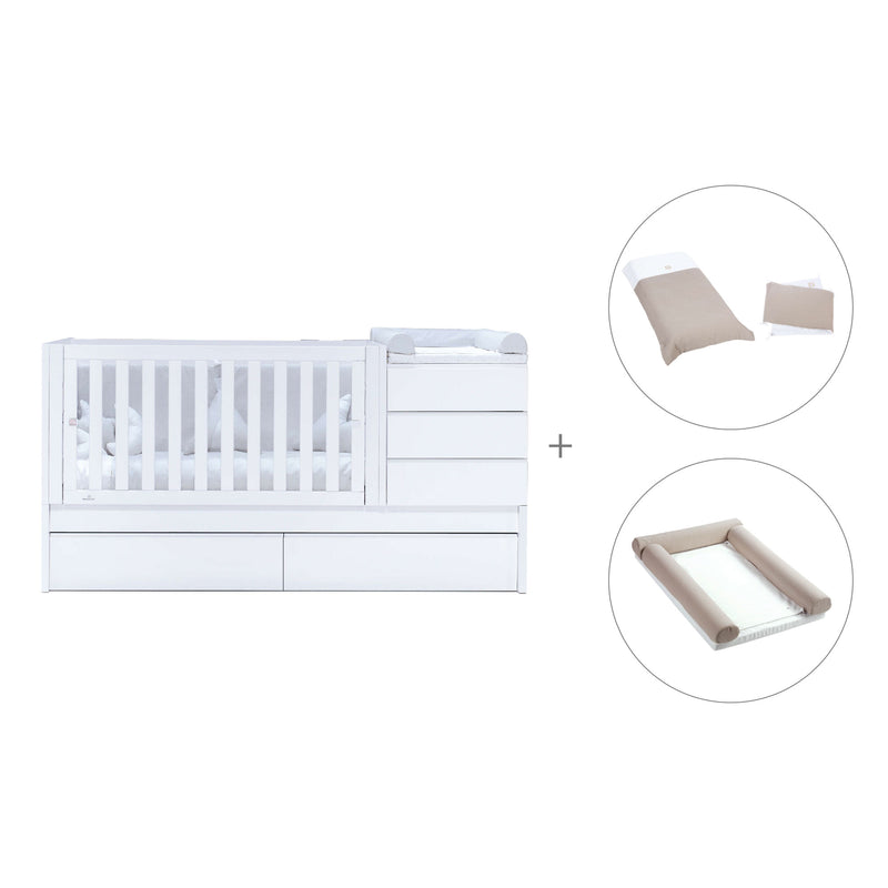 White convertible crib 70x140cm with drawers or trundle bed · Sero Kubo K551