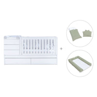 White convertible crib 70x140cm with drawers or trundle bed · Sero Kubo K551