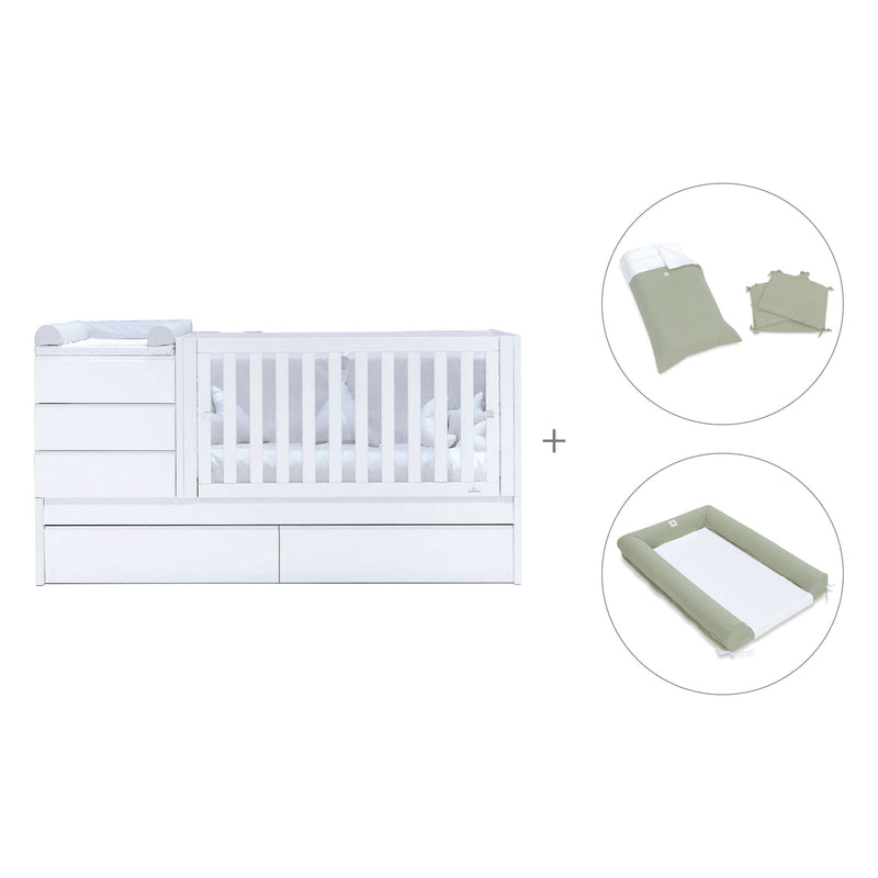 White convertible crib 70x140cm with drawers or trundle bed · Sero Kubo K551