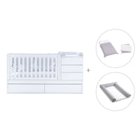 White convertible crib 70x140cm with drawers or trundle bed · Sero Kubo K551