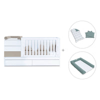 Beige/white convertible crib 70x140cm with drawers or trundle bed · Sero Kubo K551-M7753